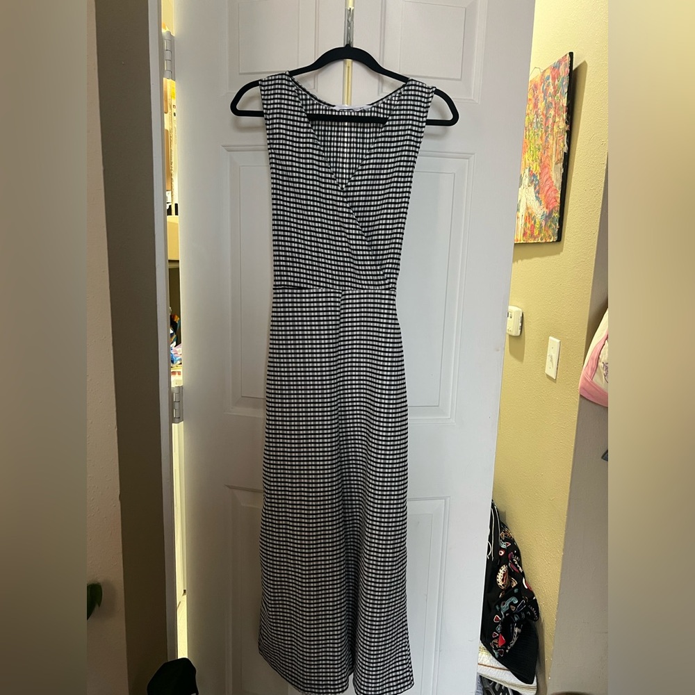 Mango Black and White Gingham Maxi Romper